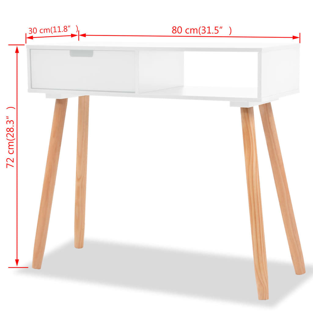 Console Table Solid Pinewood 80x30x72 cm White