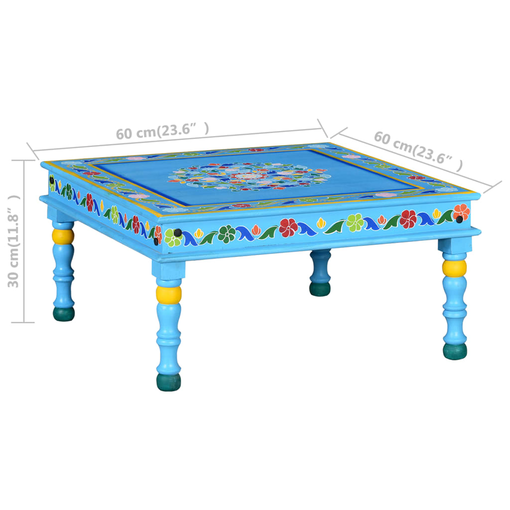 Coffee Table Solid Mango Wood Turquoise Hand Painted