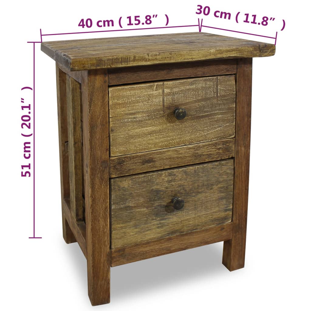 Nightstand Solid Reclaimed Wood 40x30x51 cm