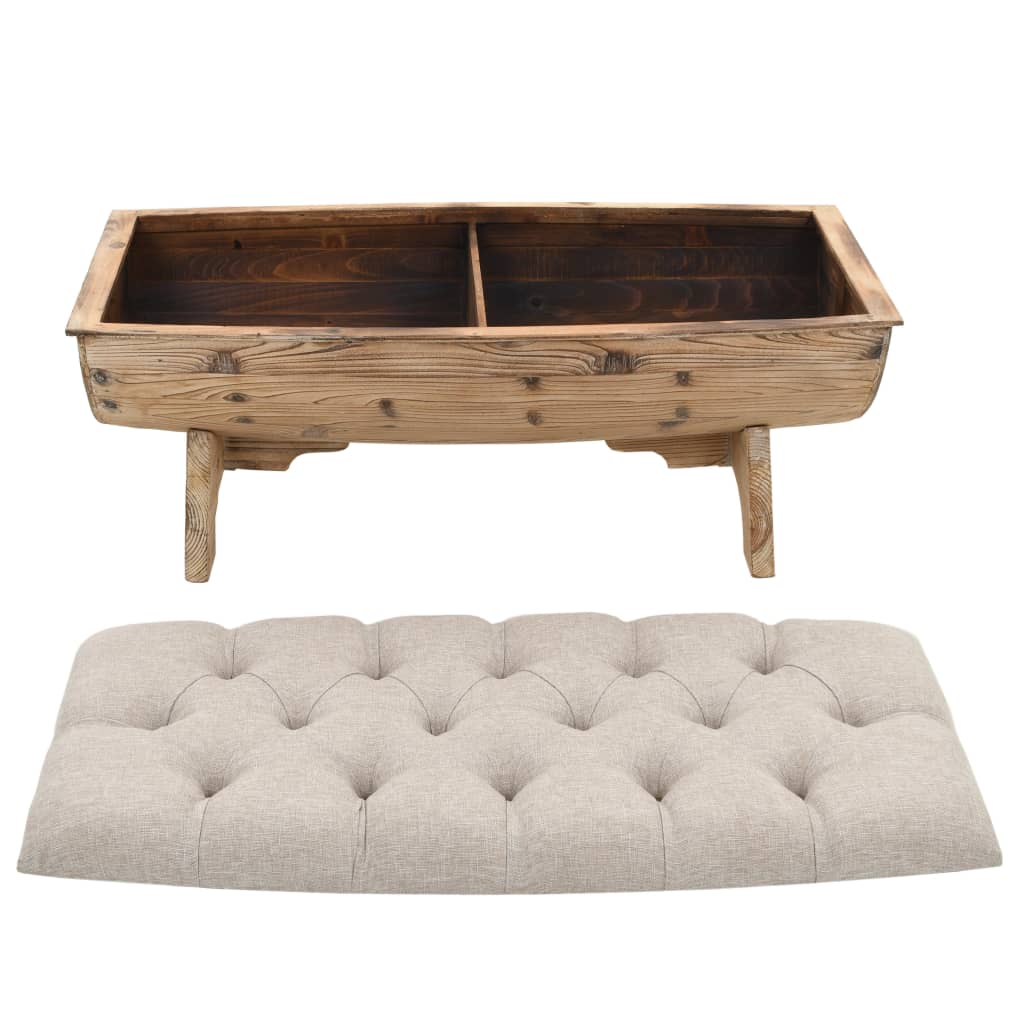 Storage Bench 103X51X44 Cm Solid Wood And Fabric