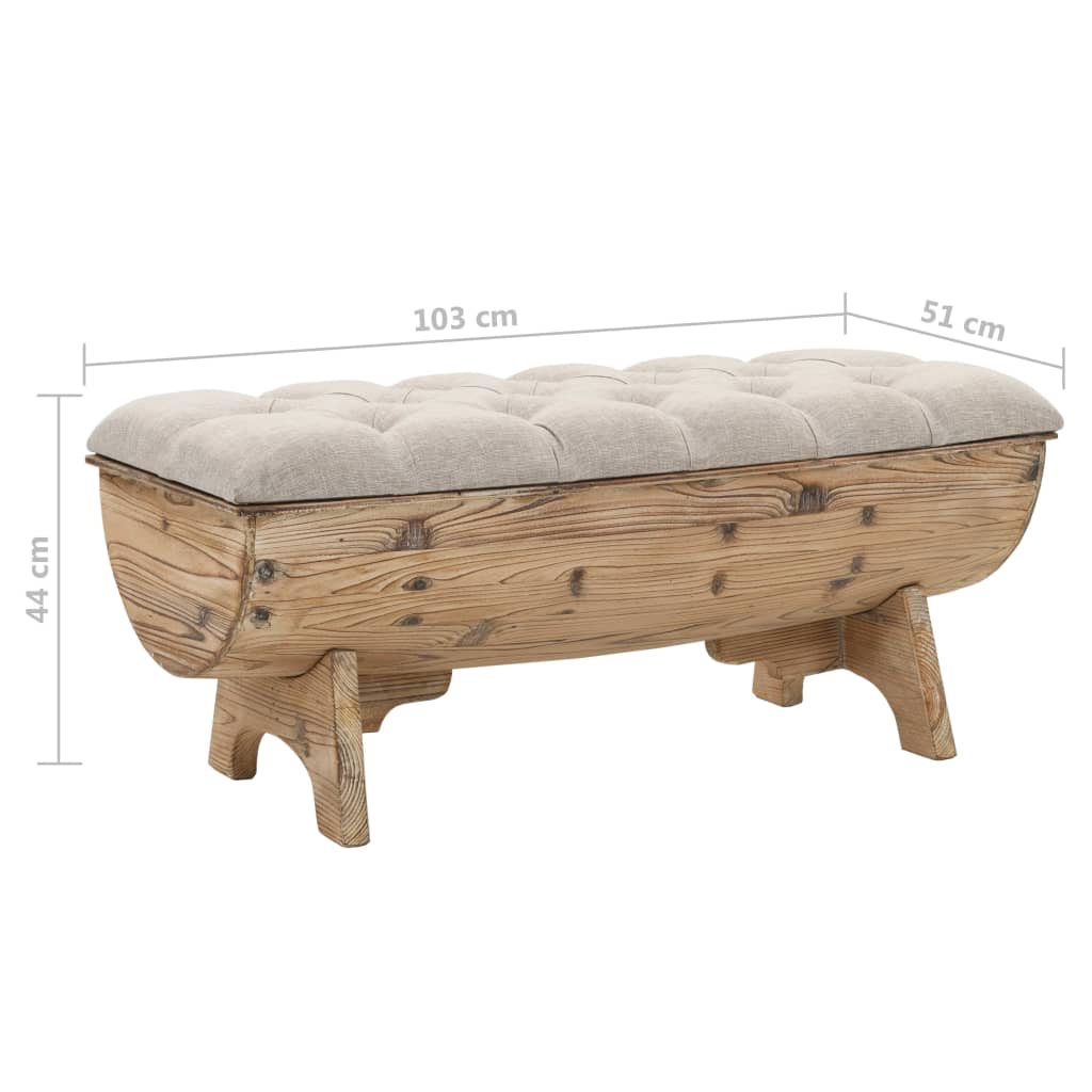 Storage Bench 103X51X44 Cm Solid Wood And Fabric