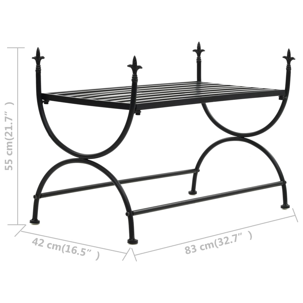 Bench Vintage Style Metal 83X42X55 Cm Black