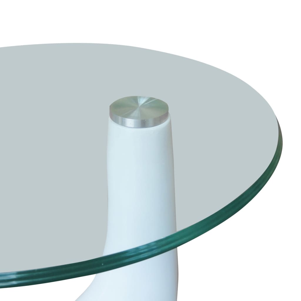 Coffee Table With Round Glass Top High Gloss