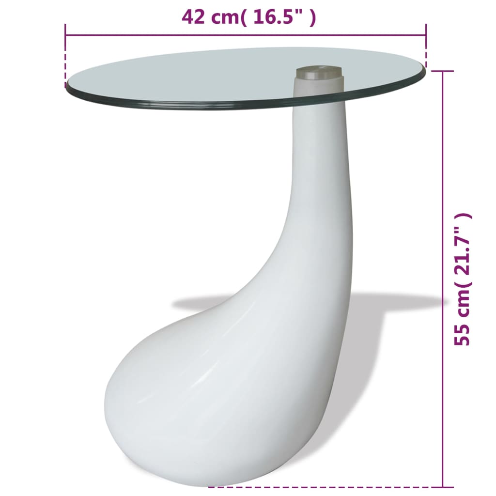 Coffee Table With Round Glass Top High Gloss