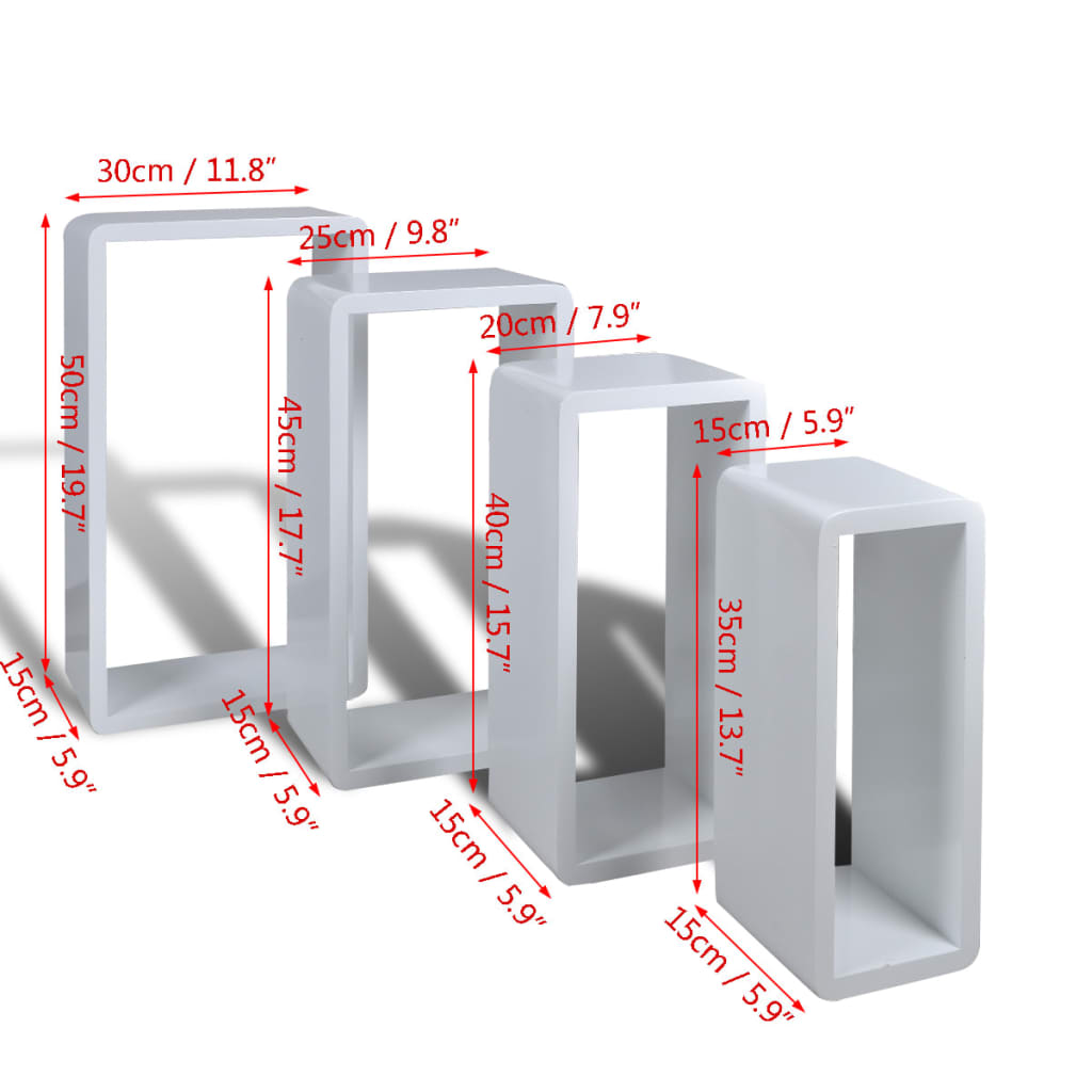 Cuboid shelf set of 4 White