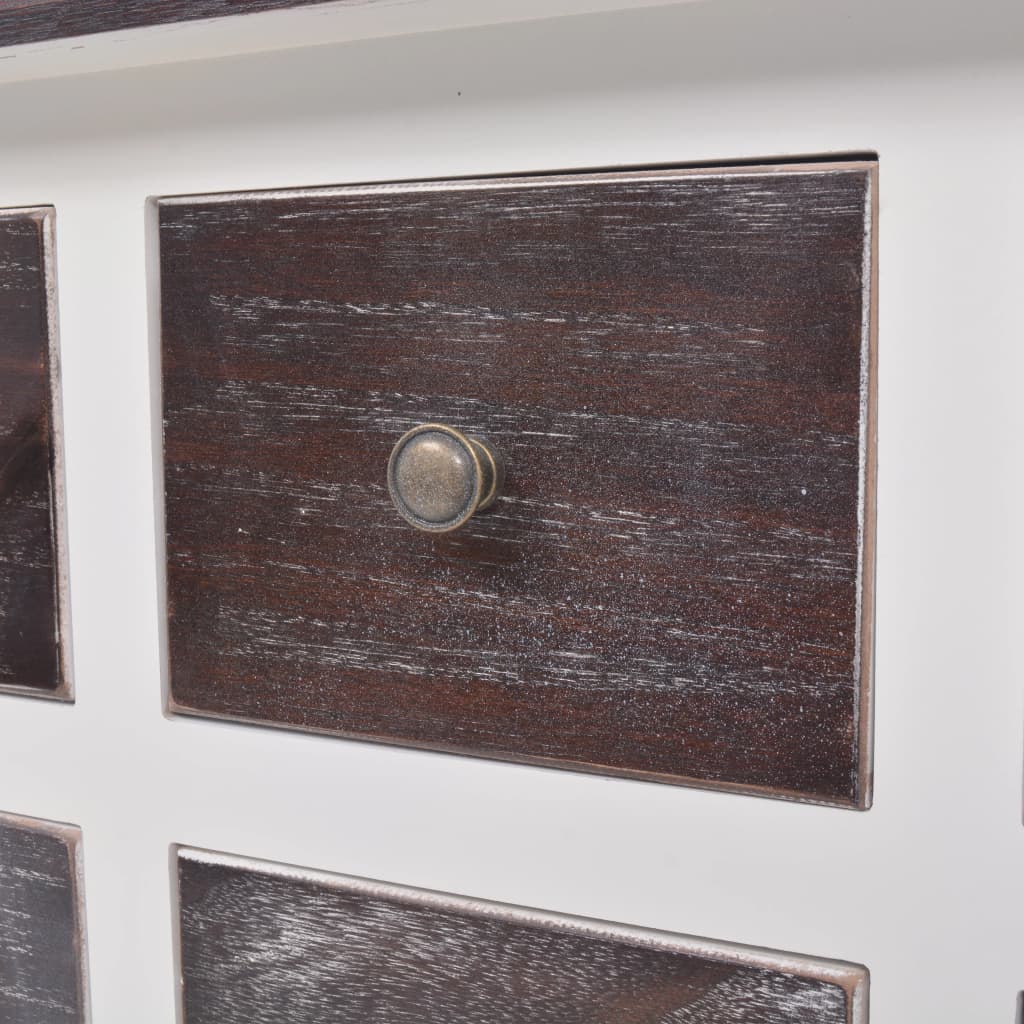 Console Cabinet 6 Drawers Brown And White Wood