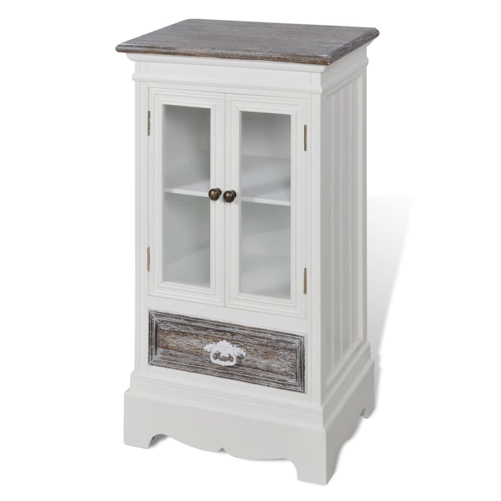 Cabinet 2 Doors 1 Drawer White Wood