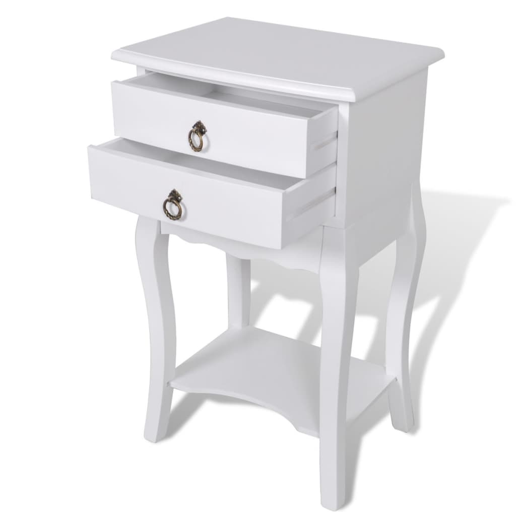 Nightstand with 2 Drawers White