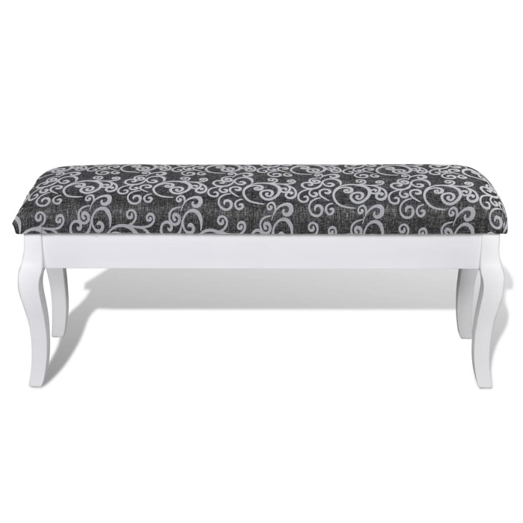 Cushioned Hocker for Dressing Table 2-Seater Black 110 cm