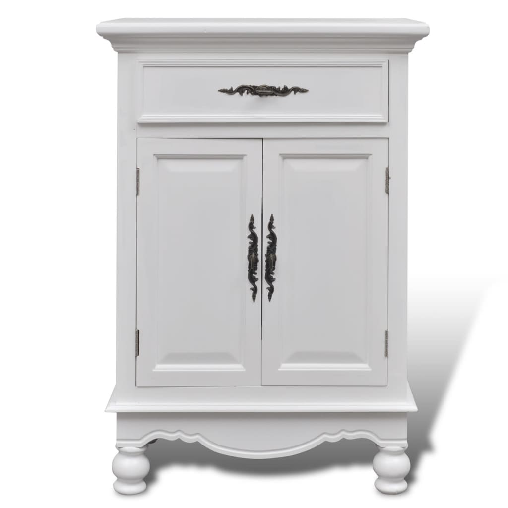 Wooden Cabinet With 2 Doors 1 Drawer White