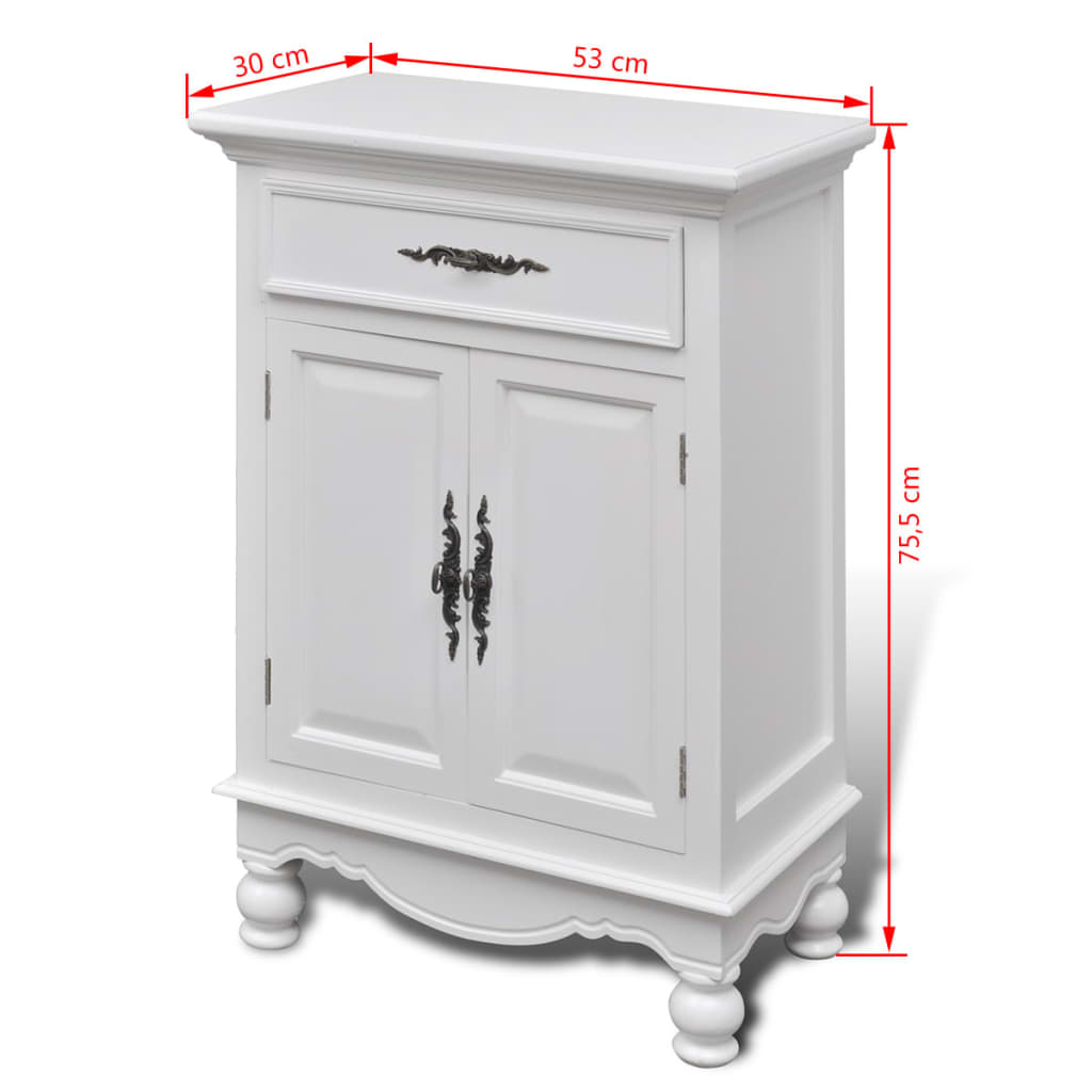 Wooden Cabinet With 2 Doors 1 Drawer White