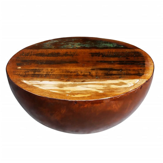 Coffee Table Bowl-shaped with Steel Base Solid Reclaimed Wood