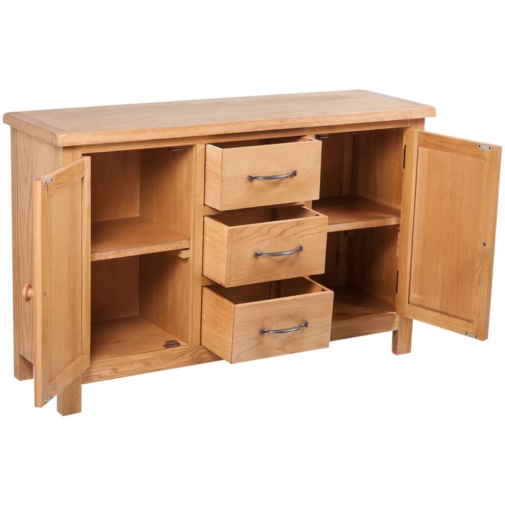 Sideboard With 3 Drawers 110X33.5X70 Cm Solid Oak Wood