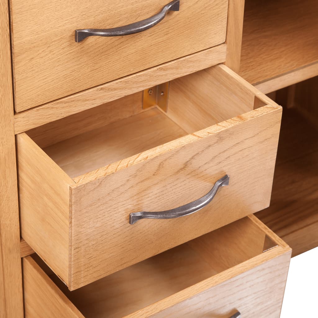 Sideboard With 3 Drawers 110X33.5X70 Cm Solid Oak Wood