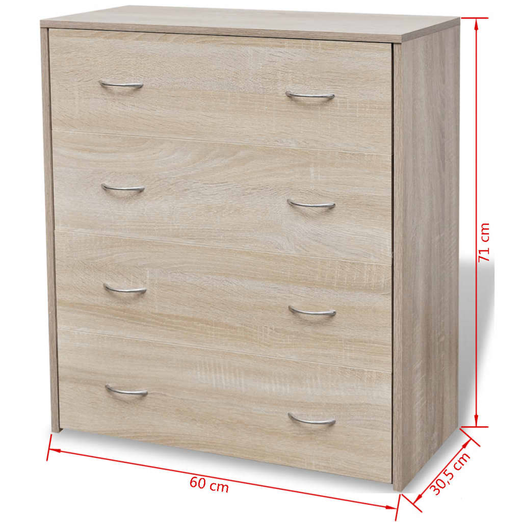 Sideboard With 4 Drawers 60X30.5X7 Cm Colour