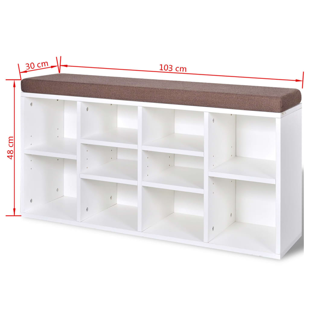 Shoe Storage Bench 10 Compartments