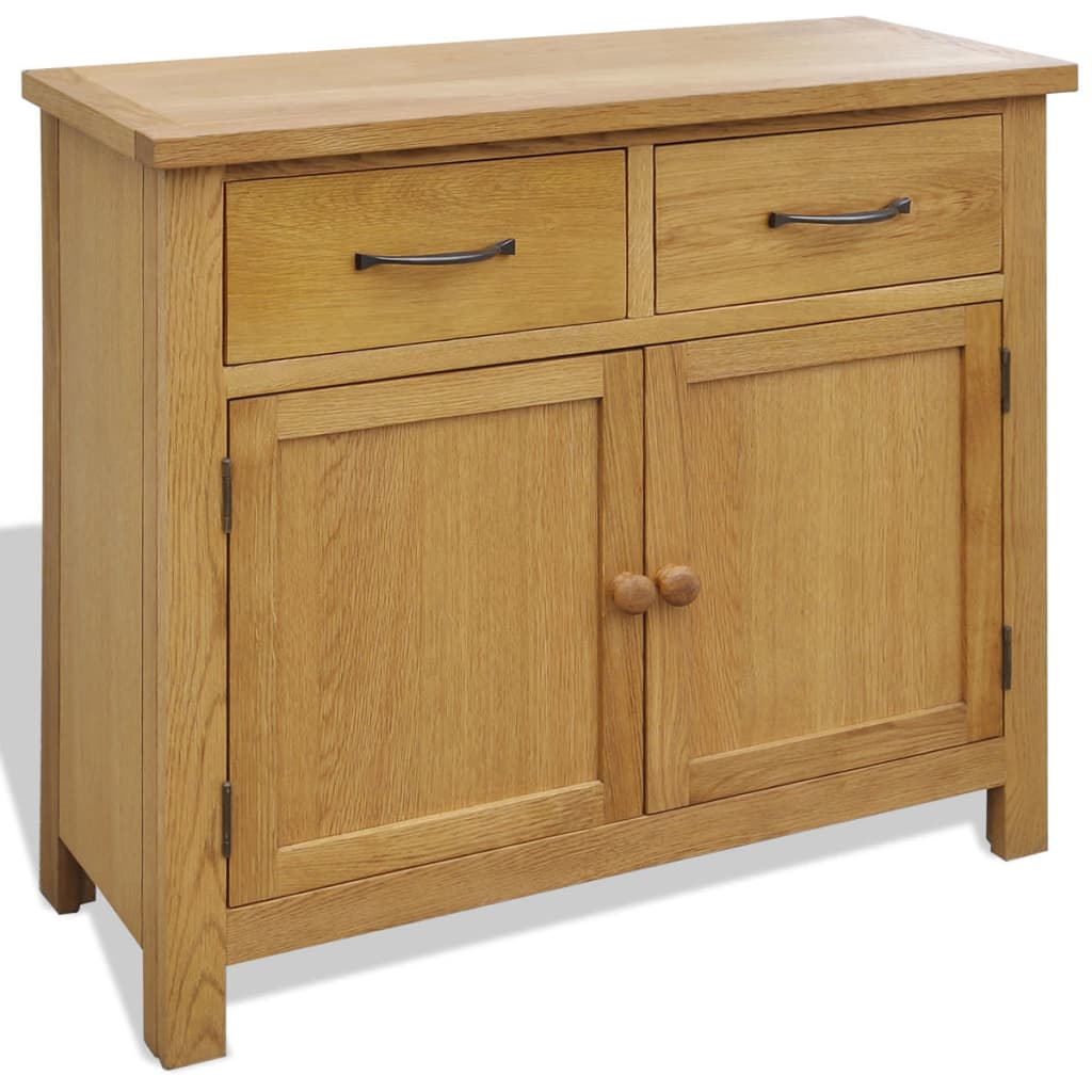 Sideboard 90X33.5X83 Cm Solid Oak Wood