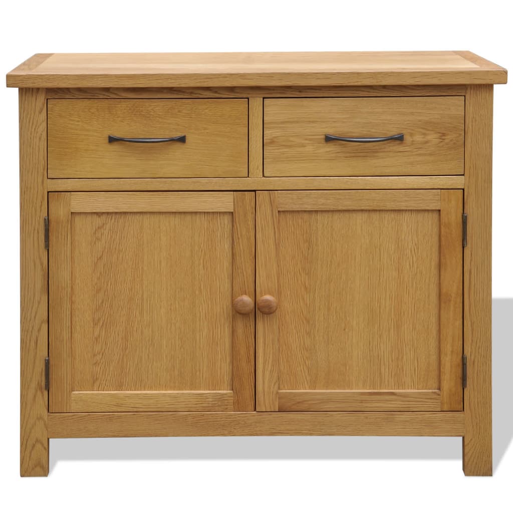 Sideboard 90X33.5X83 Cm Solid Oak Wood