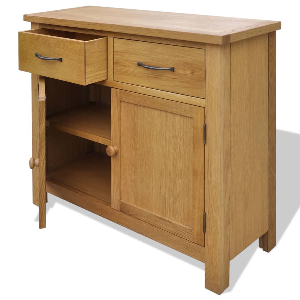 Sideboard 90X33.5X83 Cm Solid Oak Wood