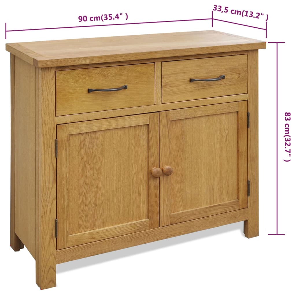 Sideboard 90X33.5X83 Cm Solid Oak Wood