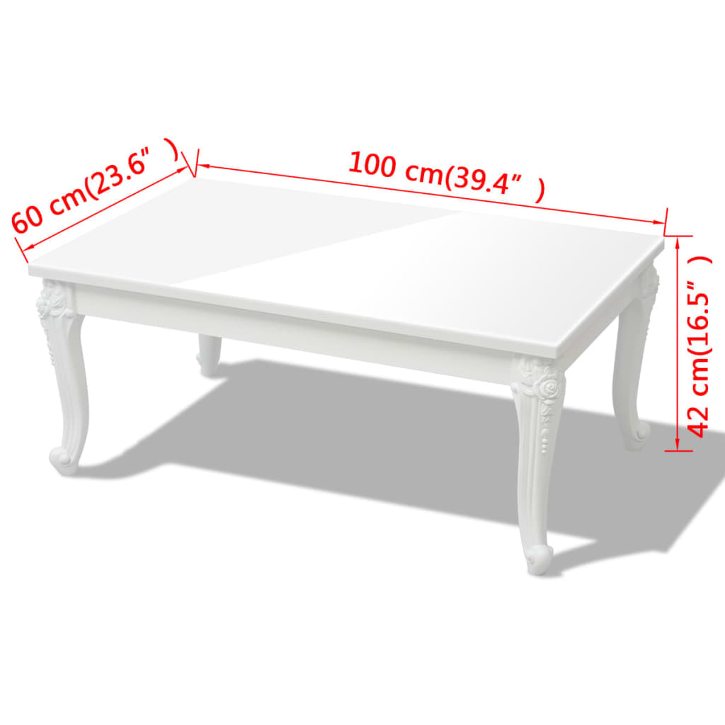 Coffee Table 100x60x42 cm High Gloss White