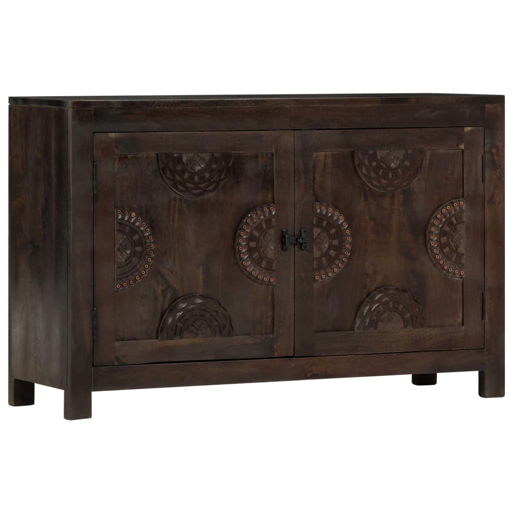 Sideboard With Carved Design 110X35X70 Cm Solid Mango Wood