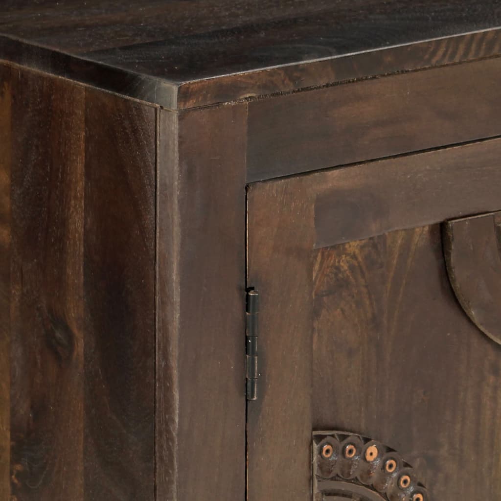 Sideboard With Carved Design 110X35X70 Cm Solid Mango Wood