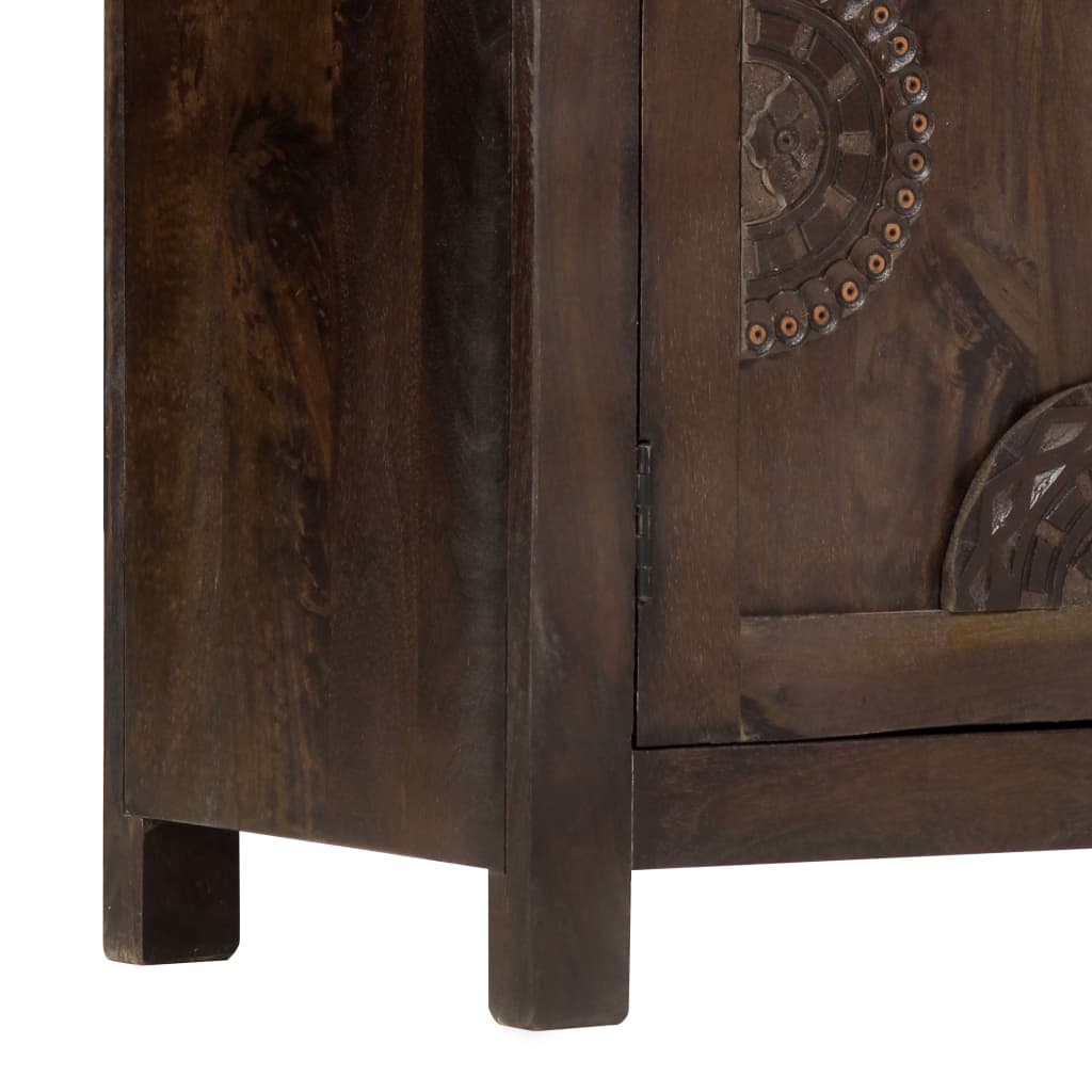 Sideboard With Carved Design 110X35X70 Cm Solid Mango Wood