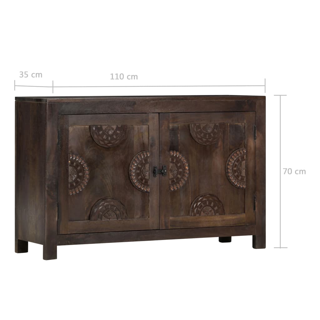 Sideboard With Carved Design 110X35X70 Cm Solid Mango Wood