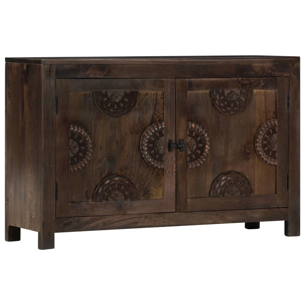 Sideboard With Carved Design 110X35X70 Cm Solid Mango Wood