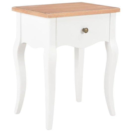 Nightstand White and Brown 40x30x50 cm Solid Pine Wood