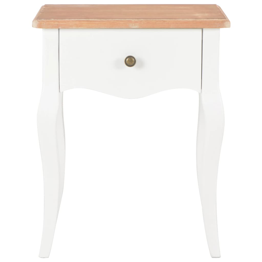 Nightstand White and Brown 40x30x50 cm Solid Pine Wood