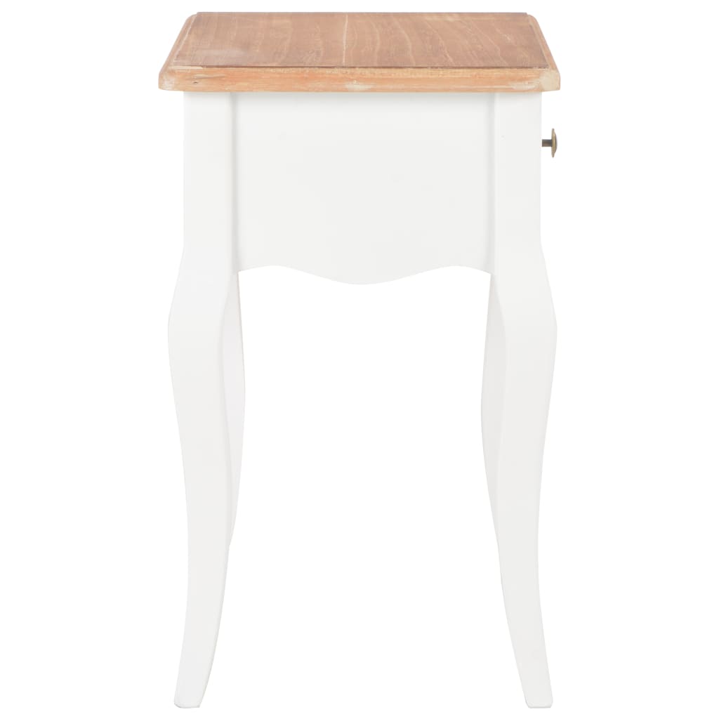 Nightstand White and Brown 40x30x50 cm Solid Pine Wood