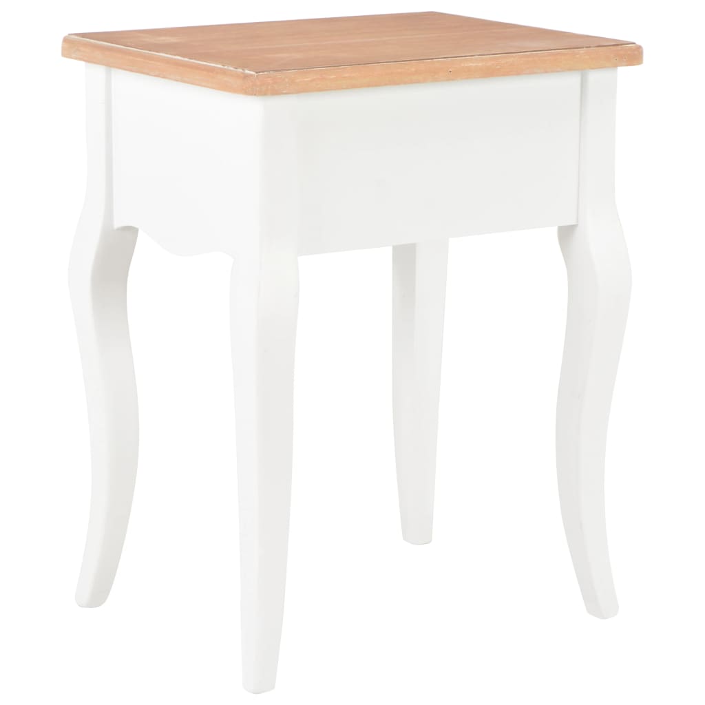 Nightstand White and Brown 40x30x50 cm Solid Pine Wood