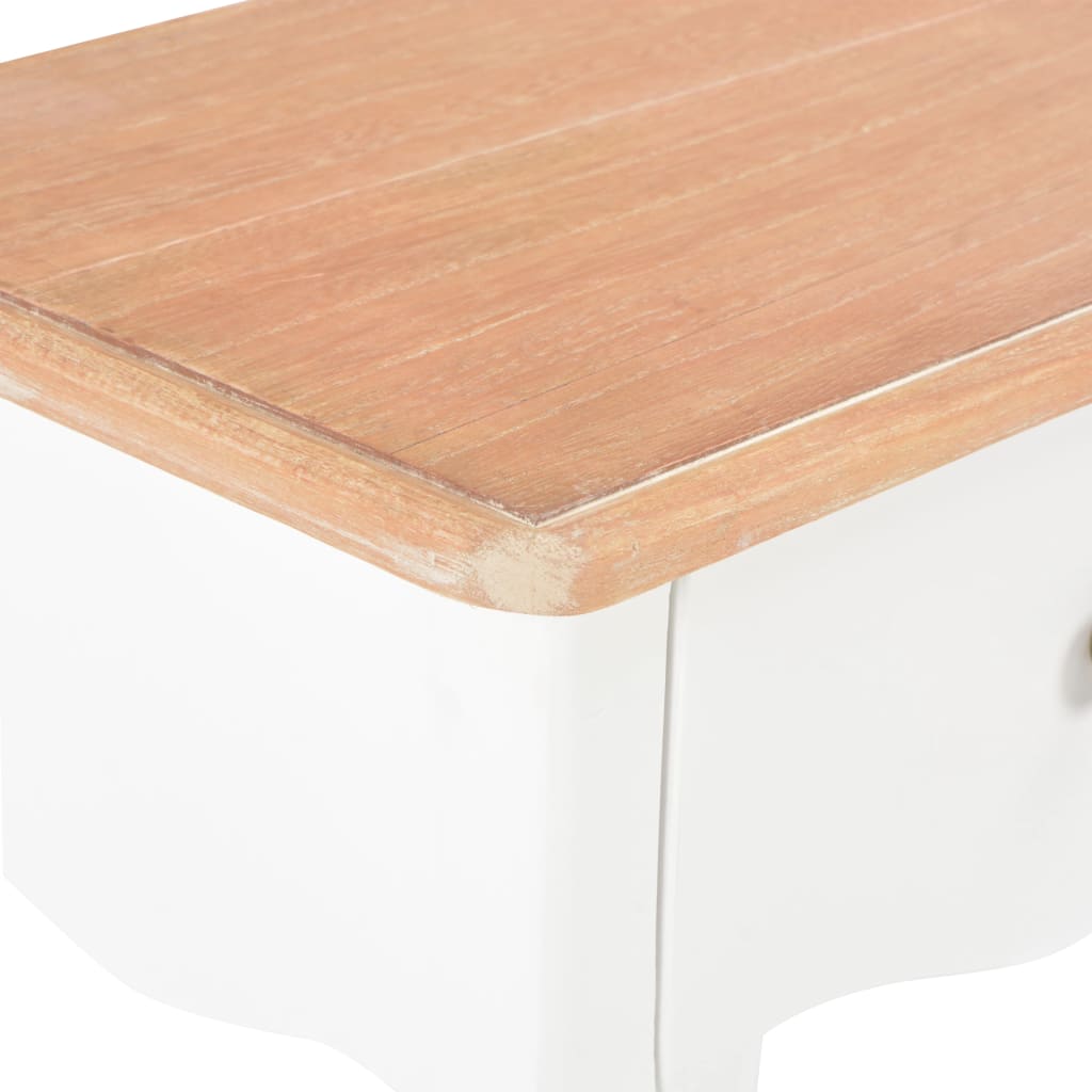 Nightstand White and Brown 40x30x50 cm Solid Pine Wood