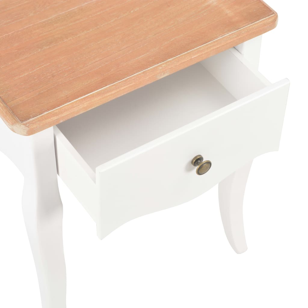 Nightstand White and Brown 40x30x50 cm Solid Pine Wood