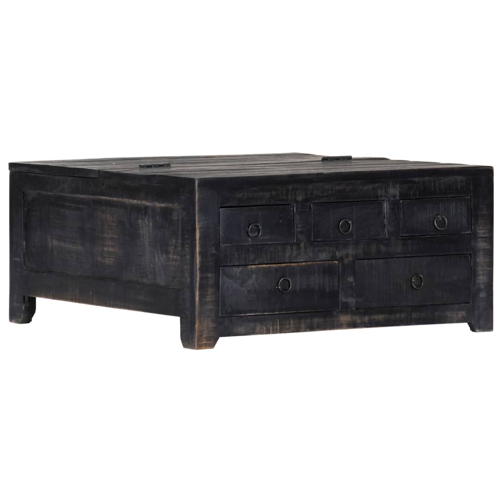 Coffee Table Black 65x65x30 cm Solid Mango Wood