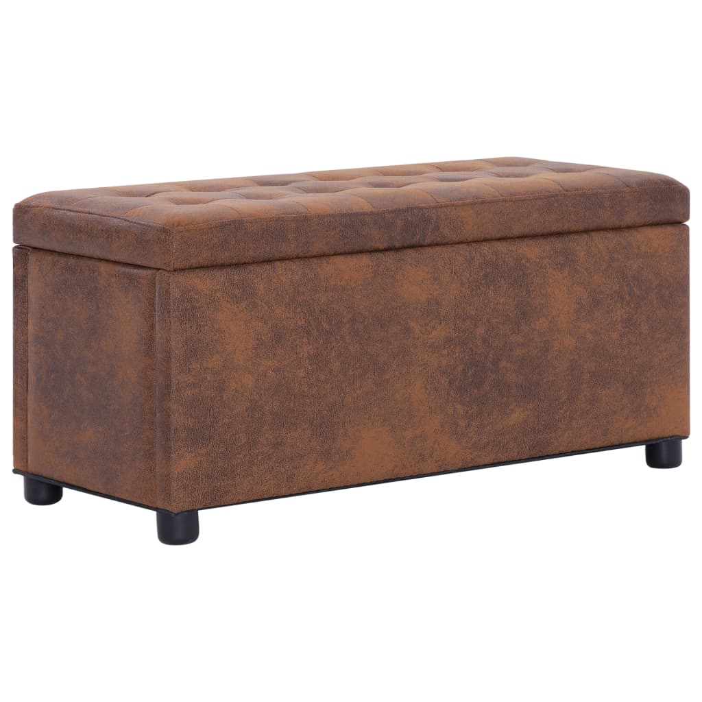 Storage Ottoman 87.5 Cm Faux Suede Leather