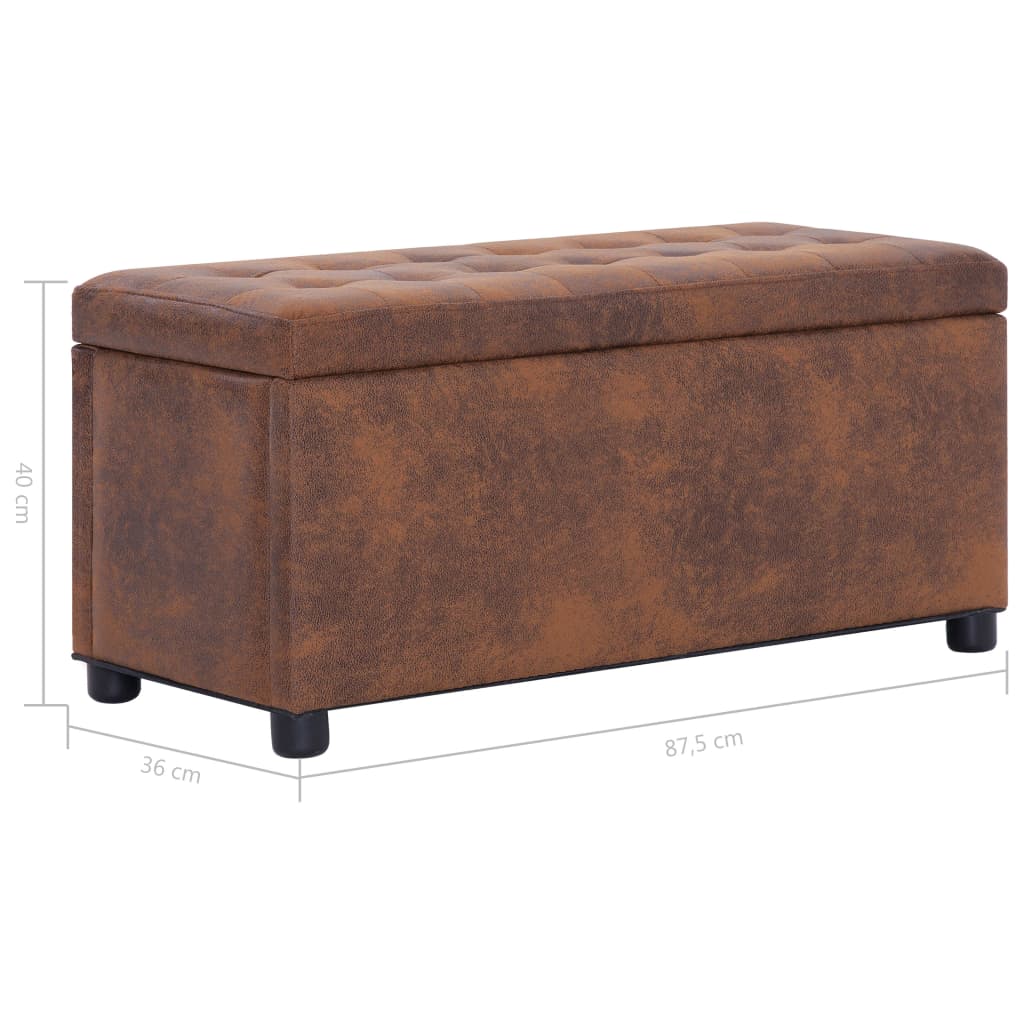 Storage Ottoman 87.5 Cm Faux Suede Leather