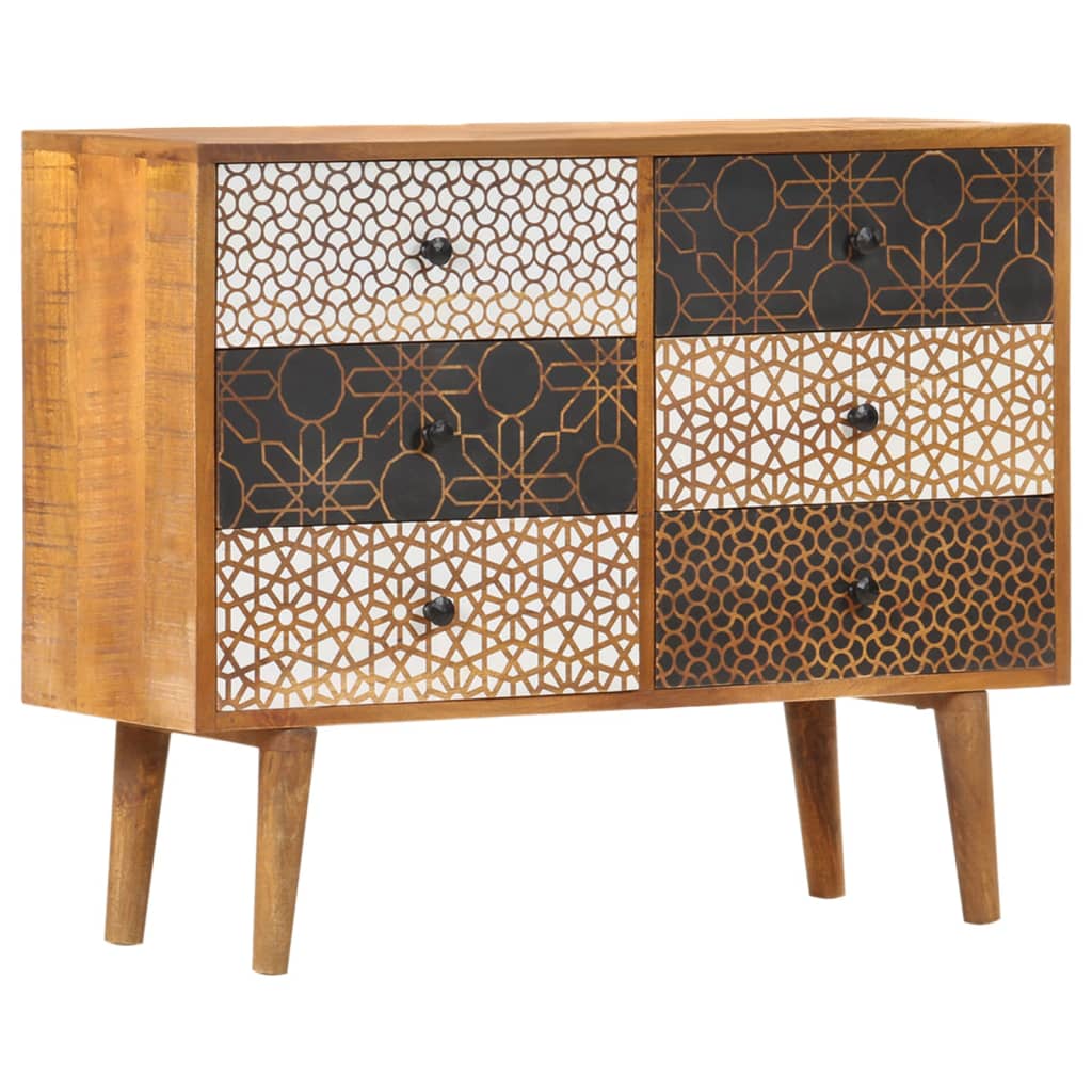 Sideboard With Printed Pattern Solid Mango Wood