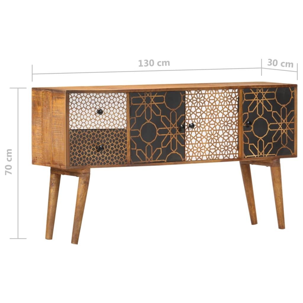 Sideboard With Printed Pattern Solid Mango Wood