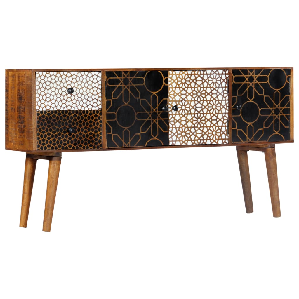 Sideboard With Printed Pattern Solid Mango Wood