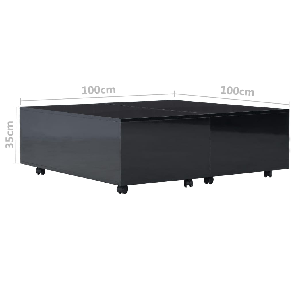 Coffee Table High Gloss Black 100x100x35 cm