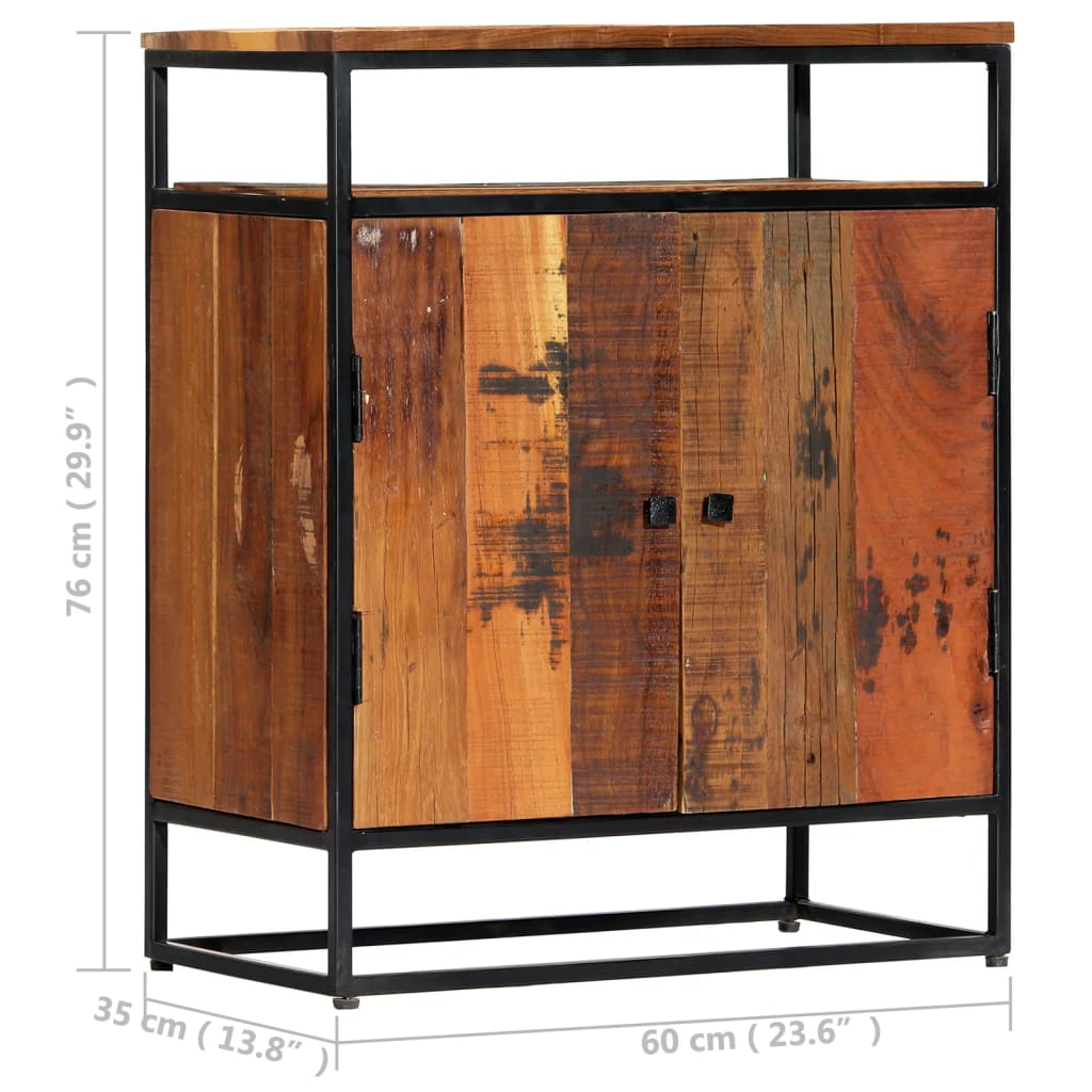 Side Cabinet 60X35X76 Cm Solid Reclaimed Wood And Steel