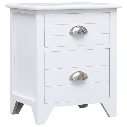 Nightstand White 38x28x45 cm Paulownia Wood