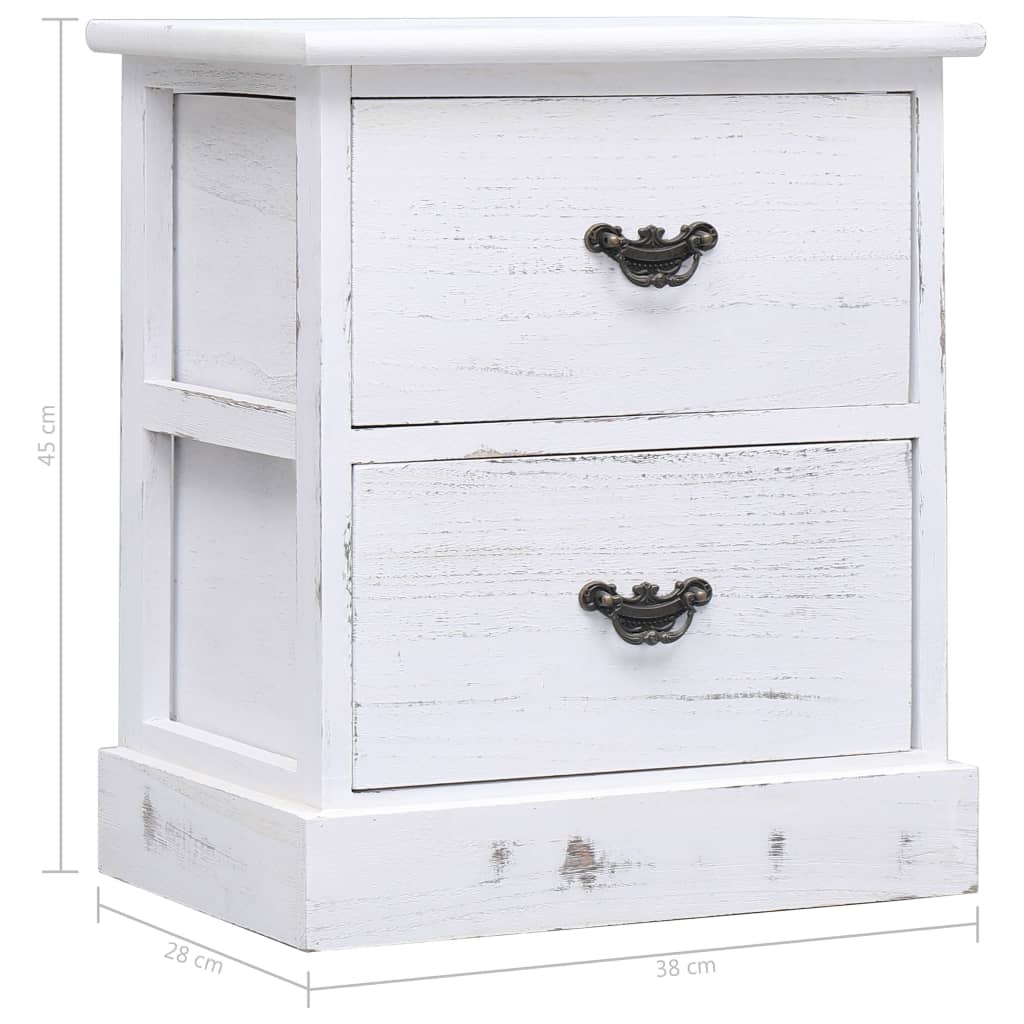 Bedside Cabinets 2 pcs White 38x28x45 cm Paulownia Wood