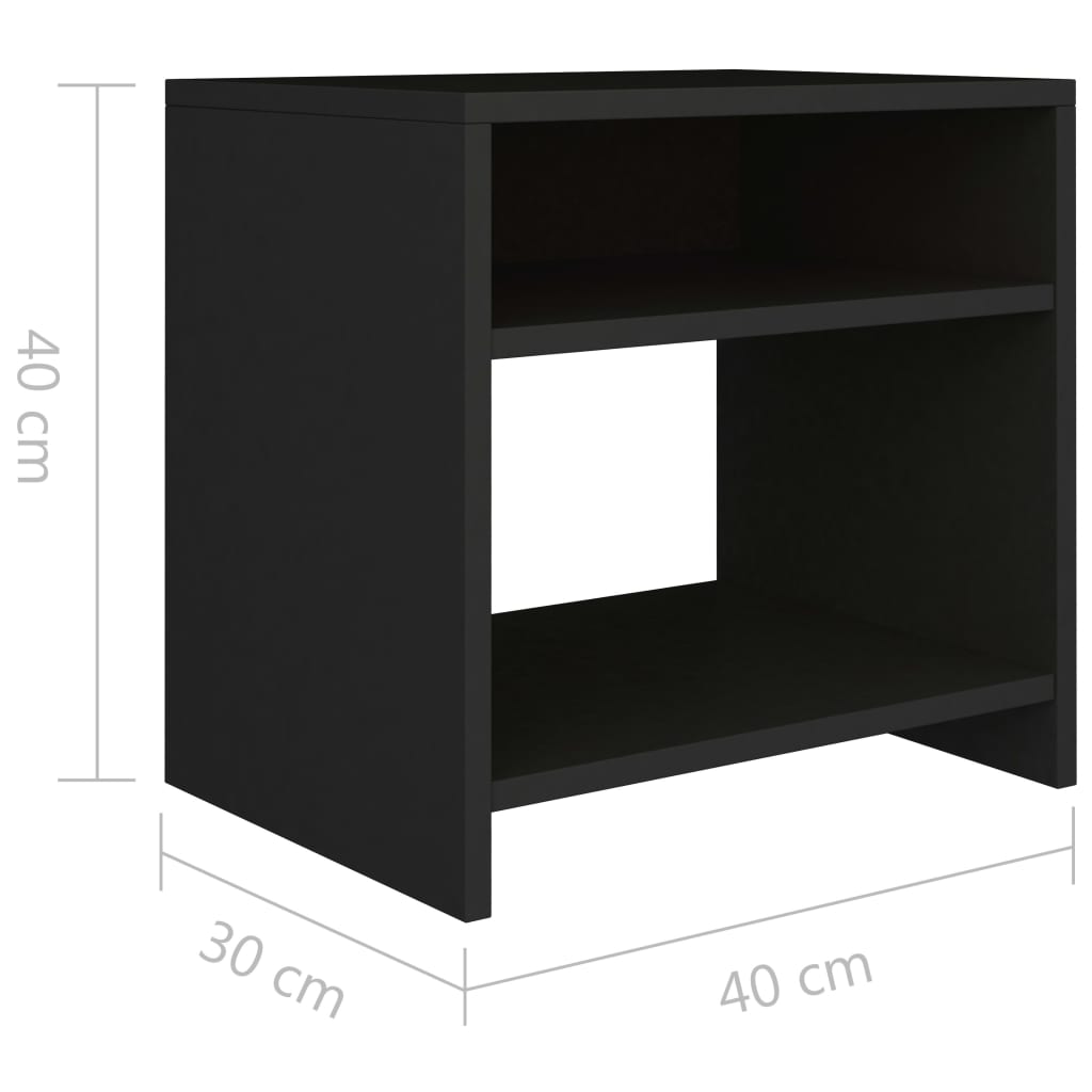 Bedside Cabinets 2 pcs Black 40x30x40 cm Engineered Wood