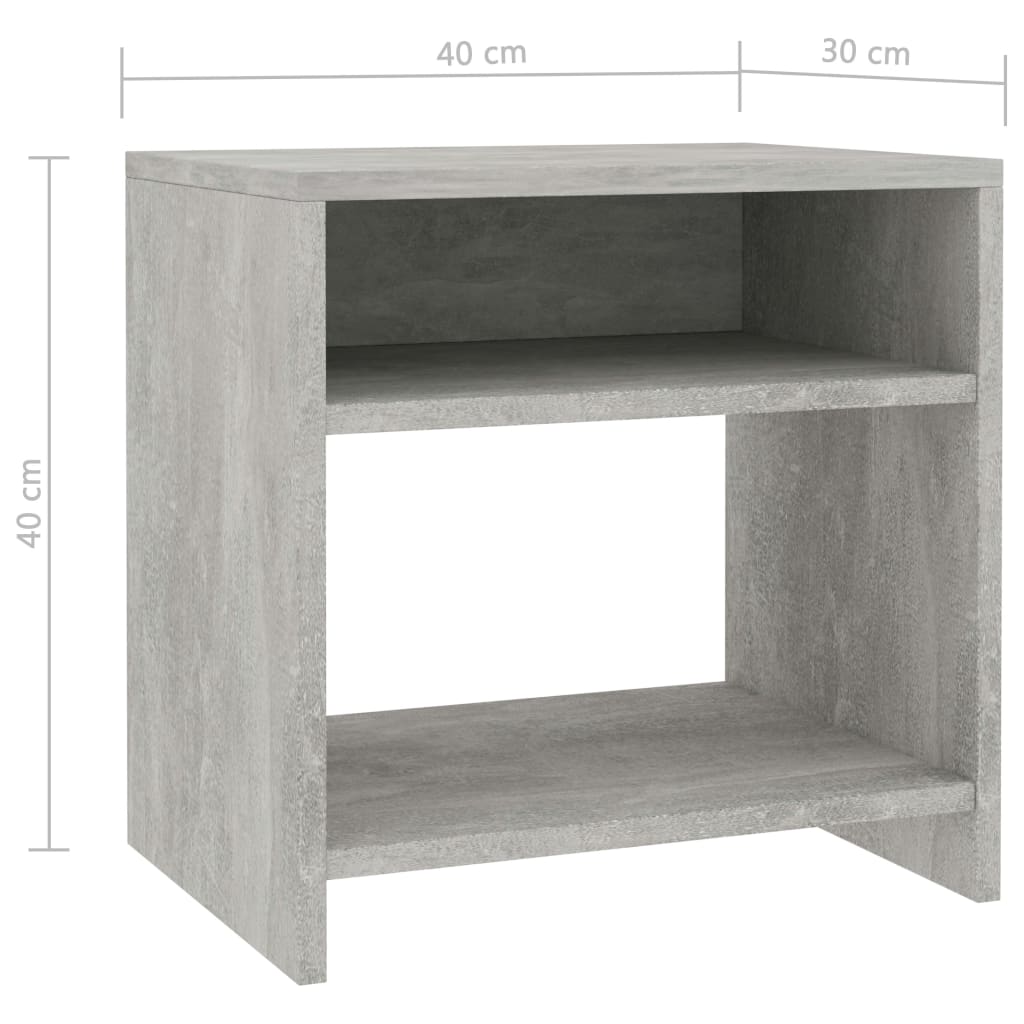 Bedside Cabinets 2 pcs Concrete Grey 40x30x40 cm Engineered Wood