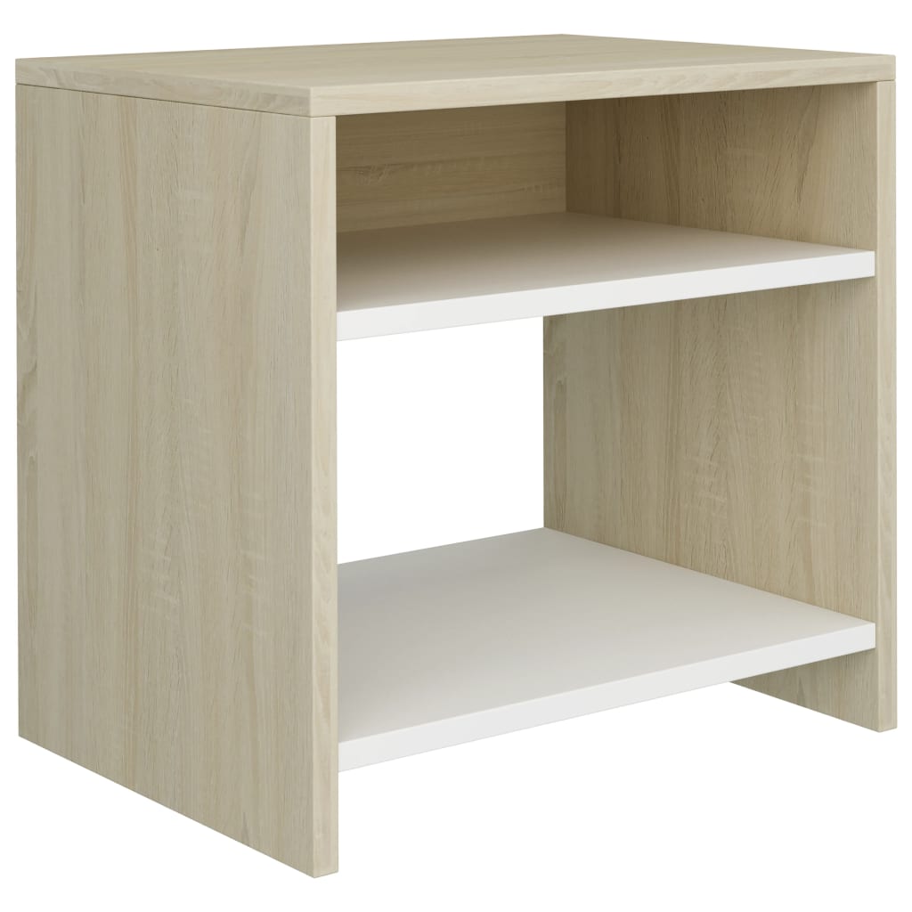 Bedside Cabinets 2 pcs White and Sonoma Oak 40x30x40 cm