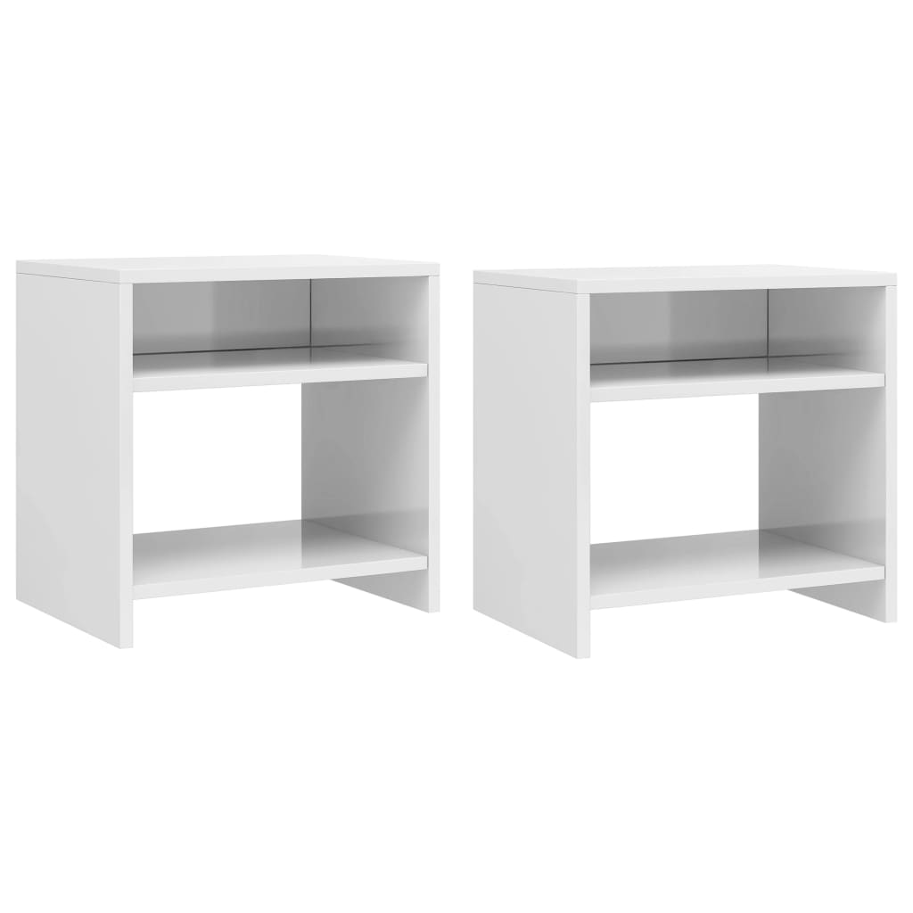 Bedside Cabinets 2 pcs High Gloss White 40x30x40 cm Engineered Wood